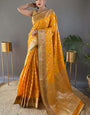 Capricious Yellow Soft Banarasi Silk Saree With Exquisite Blouse Piece