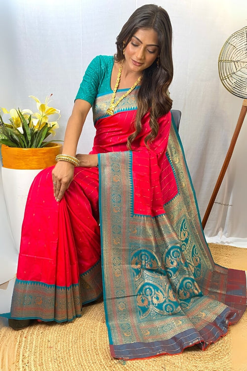 Load image into Gallery viewer, Staring Dark Pink Soft Banarasi Silk Saree With Impressive Blouse Piece
