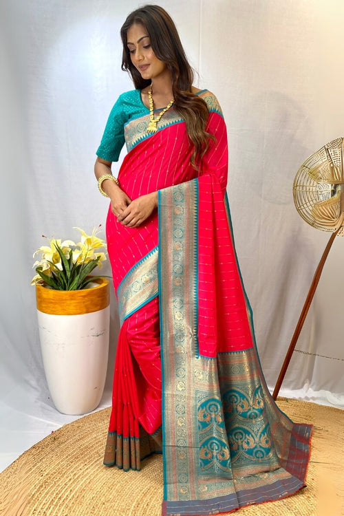 Load image into Gallery viewer, Staring Dark Pink Soft Banarasi Silk Saree With Impressive Blouse Piece
