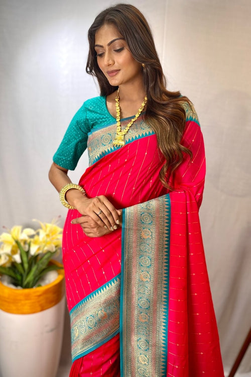 Load image into Gallery viewer, Staring Dark Pink Soft Banarasi Silk Saree With Impressive Blouse Piece
