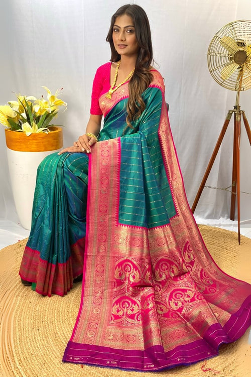 Load image into Gallery viewer, Vestigial Rama Soft Banarasi Silk Saree With Amiable Blouse Piece
