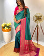 Vestigial Rama Soft Banarasi Silk Saree With Amiable Blouse Piece