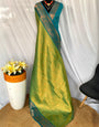 Jazzy Parrot Kanjivaram Silk Saree With Exceptional Blouse Piece