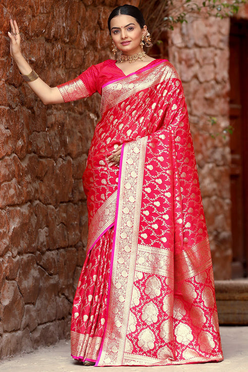 Load image into Gallery viewer, Attractive Dark Pink Soft Banarasi Silk Saree With Amazing Blouse Piece
