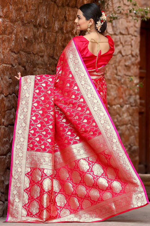 Load image into Gallery viewer, Attractive Dark Pink Soft Banarasi Silk Saree With Amazing Blouse Piece
