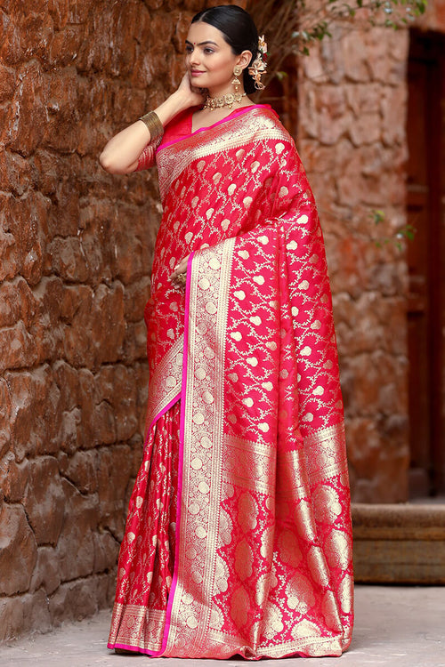 Load image into Gallery viewer, Attractive Dark Pink Soft Banarasi Silk Saree With Amazing Blouse Piece
