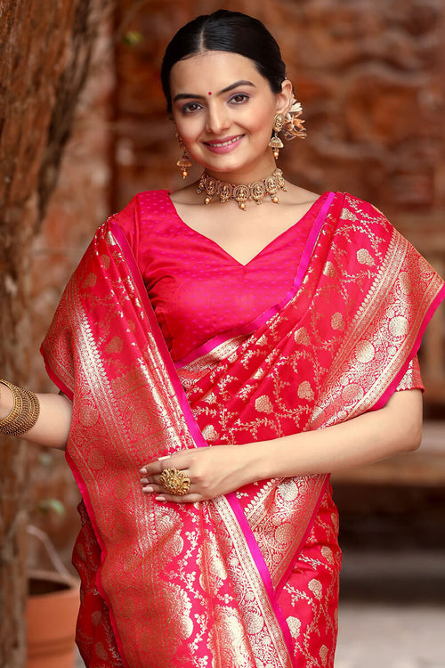 Load image into Gallery viewer, Attractive Dark Pink Soft Banarasi Silk Saree With Amazing Blouse Piece
