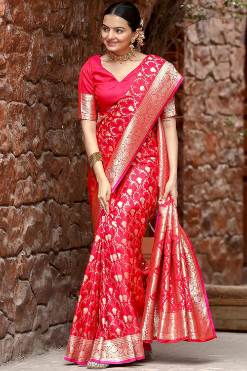 Load image into Gallery viewer, Attractive Dark Pink Soft Banarasi Silk Saree With Amazing Blouse Piece
