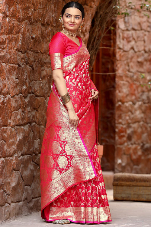 Load image into Gallery viewer, Attractive Dark Pink Soft Banarasi Silk Saree With Amazing Blouse Piece
