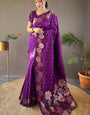 Blooming Purple Soft Banarasi Silk Saree With Hypnotic Blouse Piece