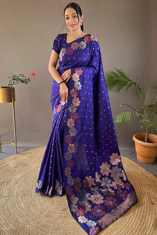 Load image into Gallery viewer, Prominent Royal Blue Soft Banarasi Silk Saree With Glorious Blouse Piece
