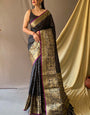 Fantabulous Black Soft Banarasi Silk Saree With Splendiferous Blouse Piece