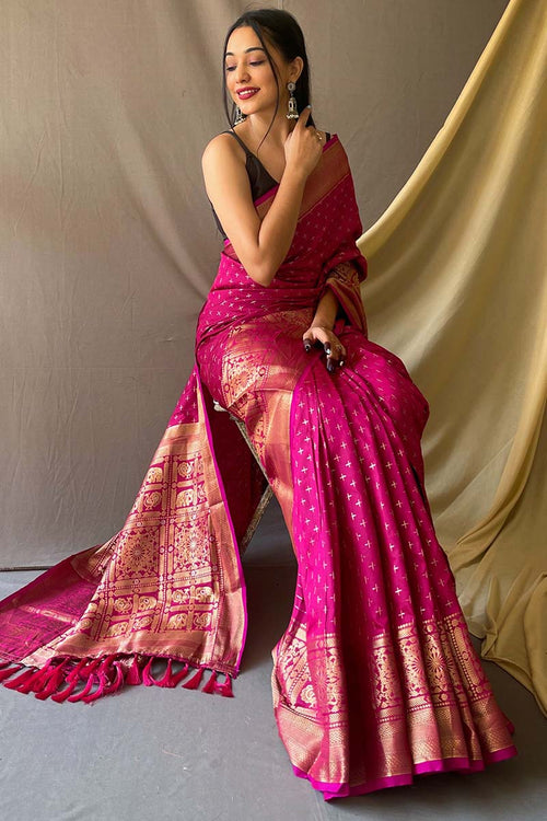 Load image into Gallery viewer, Lissome Dark Pink Soft Banarasi Silk Saree With Evocative Blouse Piece
