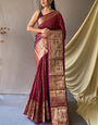 Efflorescence Maroon Soft Banarasi Silk Saree With Cynosure Blouse Piece