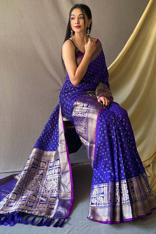 Load image into Gallery viewer, Desirable Royal Blue Soft Banarasi Silk Saree With Preferable Blouse Piece
