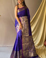 Desirable Royal Blue Soft Banarasi Silk Saree With Preferable Blouse Piece