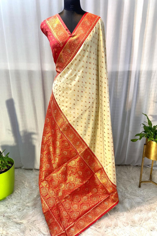 Load image into Gallery viewer, Pretty Beige Soft Banarasi Silk Saree With Sophisticated Blouse Piece
