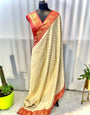 Pretty Beige Soft Banarasi Silk Saree With Sophisticated Blouse Piece