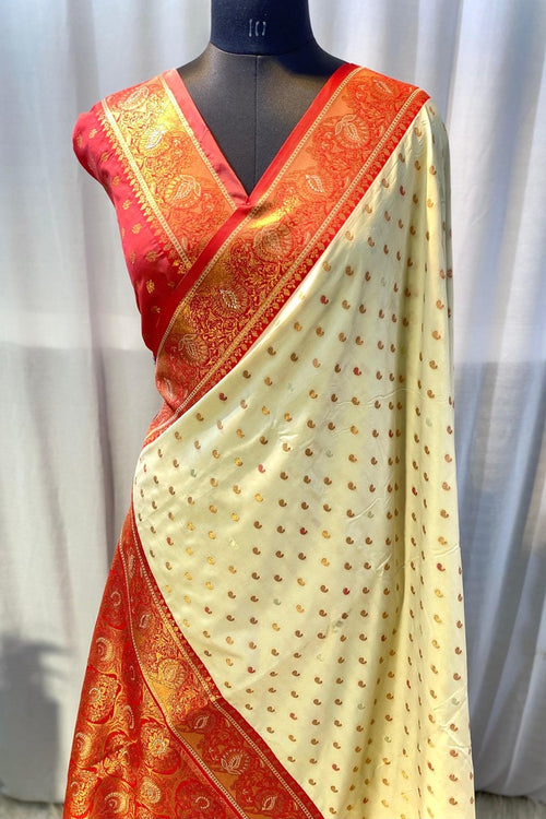 Load image into Gallery viewer, Pretty Beige Soft Banarasi Silk Saree With Sophisticated Blouse Piece
