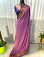 Radiant Lavender Soft Banarasi Silk Saree With Flamboyant Blouse Piece