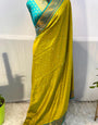 Fairytale Mustard Soft Banarasi Silk Saree With Enticing Blouse Piece