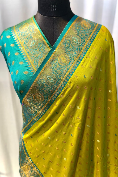 Load image into Gallery viewer, Fairytale Mustard Soft Banarasi Silk Saree With Enticing Blouse Piece
