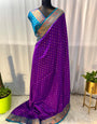 Bucolic Purple Soft Banarasi Silk Saree With Eloquence Blouse Piece