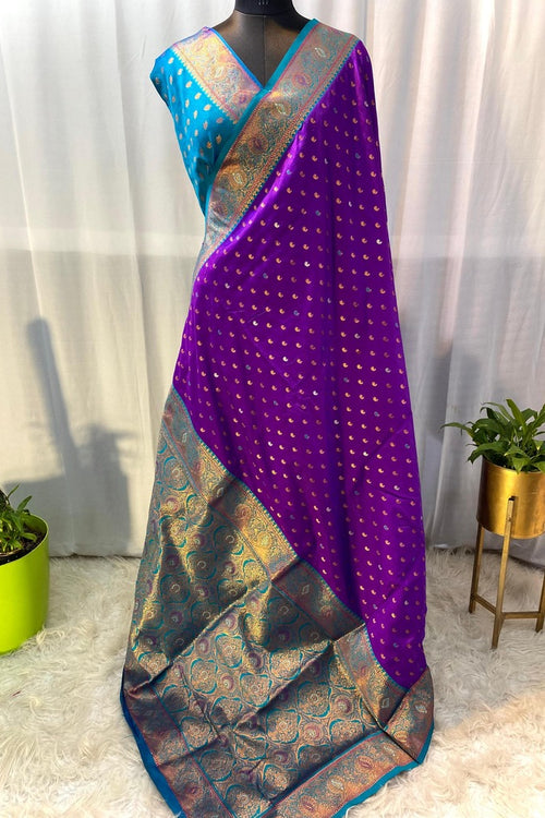 Load image into Gallery viewer, Bucolic Purple Soft Banarasi Silk Saree With Eloquence Blouse Piece
