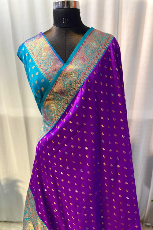 Load image into Gallery viewer, Bucolic Purple Soft Banarasi Silk Saree With Eloquence Blouse Piece
