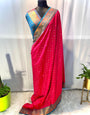 Susurrous Red Soft Banarasi Silk Saree With Confounding Blouse Piece