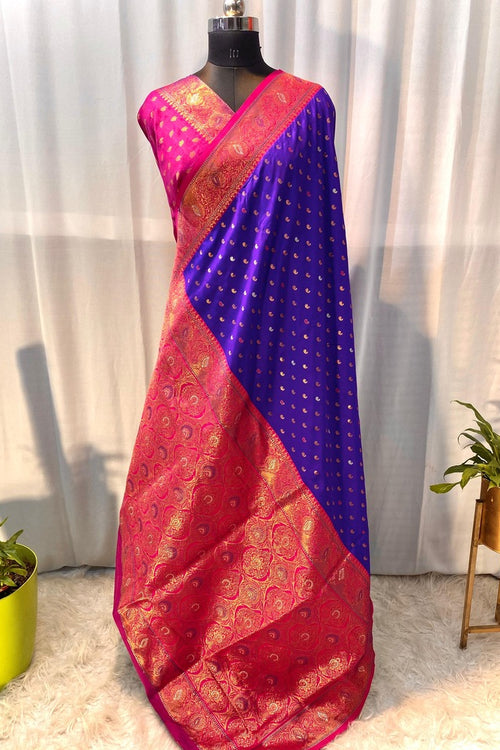 Load image into Gallery viewer, Tempting Royal Blue Soft Banarasi Silk Saree With Prodigal Blouse Piece
