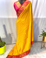 Ornate Yellow Soft Banarasi Silk Saree With Exemplary Blouse Piece