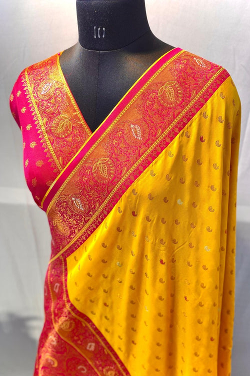 Load image into Gallery viewer, Ornate Yellow Soft Banarasi Silk Saree With Exemplary Blouse Piece
