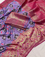 Outstanding Lavender Patola Silk Saree with Impressive Blouse Piece