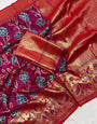 Surpassing Magenta Patola Silk Saree with Prominent Blouse Piece
