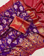 Efflorescence Violet Patola Silk Saree with Forbearance Blouse Piece