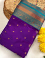 Desuetude Purple Soft Banarasi Silk Saree With Beauteous Blouse Piece