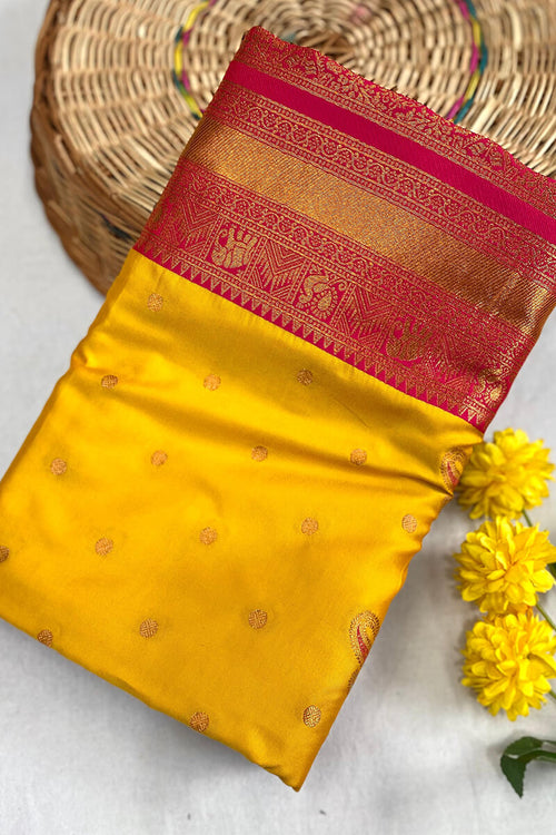 Load image into Gallery viewer, Designer Yellow Soft Banarasi Silk Saree With Adorning Blouse Piece
