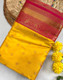 Designer Yellow Soft Banarasi Silk Saree With Adorning Blouse Piece