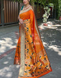 Smart Orange Paithani Silk Saree With Breathtaking Blouse Piece