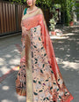 Exceptional Peach Paithani Silk Saree With Blissful Blouse Piece