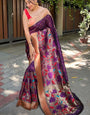 Enticing Wine Paithani Silk Saree With Conflate Blouse Piece