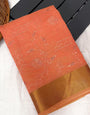 Zephyr Peach Embroidery Work Tussar Silk Saree With Enamoring Blouse Piece