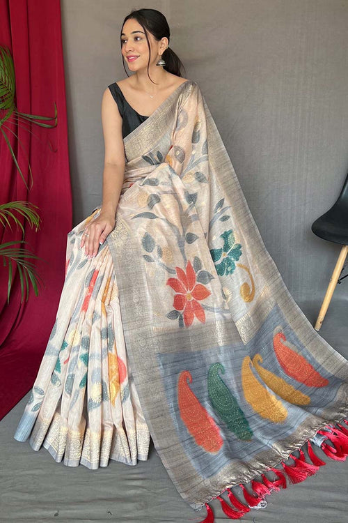 Load image into Gallery viewer, Magnetic Grey Soft Banarasi Silk Saree With Scintilla Blouse Piece
