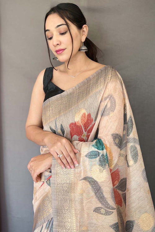 Load image into Gallery viewer, Magnetic Grey Soft Banarasi Silk Saree With Scintilla Blouse Piece
