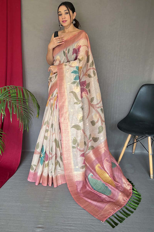 Load image into Gallery viewer, Traditional Pink Soft Banarasi Silk Saree With Beauteous Blouse Piece
