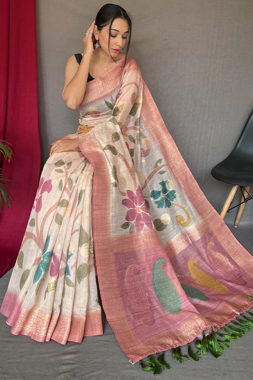 Load image into Gallery viewer, Traditional Pink Soft Banarasi Silk Saree With Beauteous Blouse Piece
