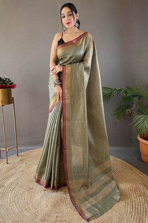 Load image into Gallery viewer, Inspiring Green Soft Banarasi Silk Saree With Opulent Blouse Piece
