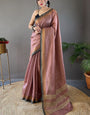 Gratifying Pink Soft Banarasi Silk Saree With Alluring Blouse Piece