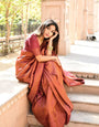 Exquisite Wine Soft Silk Saree With Wonderful Blouse Piece